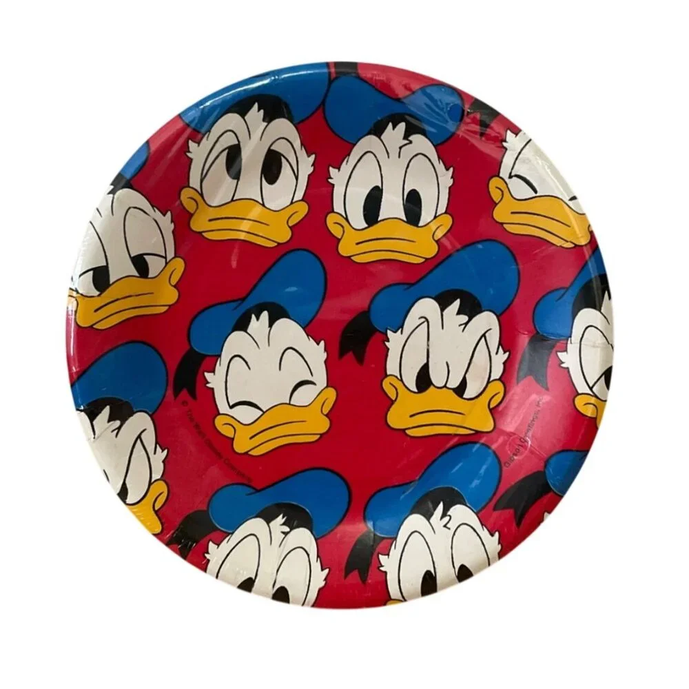 Vtg Gibson Disney Donald Duck Deep Dish Birthday Party Plates 7 Inch Set 8 1980s